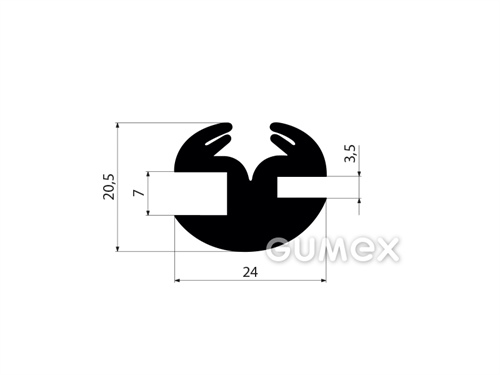 Profil für Fahrzeugfenster, 20,5x24/7/3,5mm, passt Zwickel 00598001, 70°ShA, EPDM,-40/+100°C,schwarz, 
